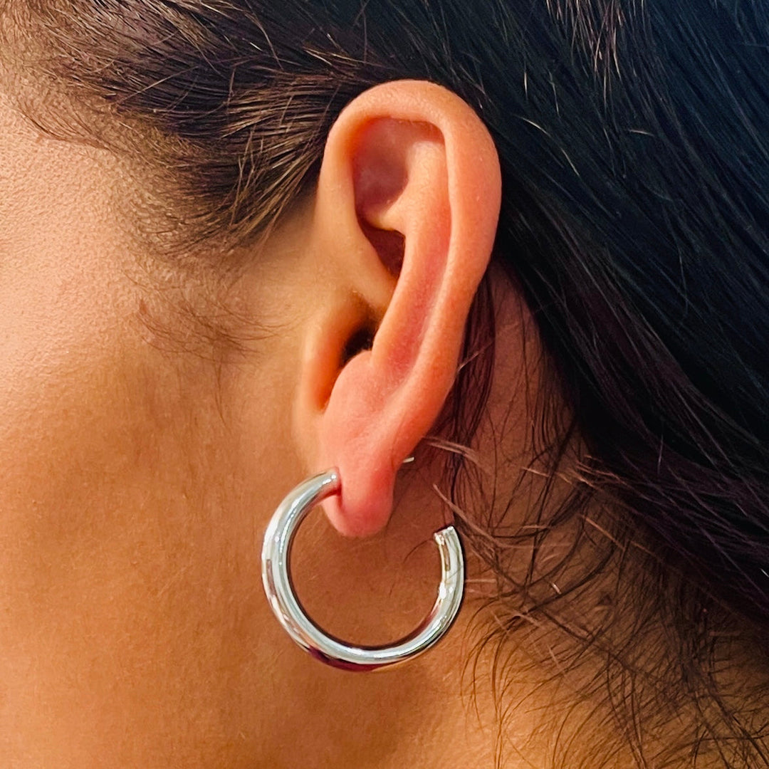 Aretes Acero Brillantes Plateados✨ 30 MM