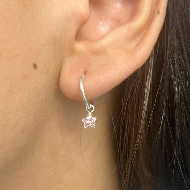 ▷ Argollas Colgantes Estrellas 💕 Rosadas | Nicola Joyería 🇨🇷