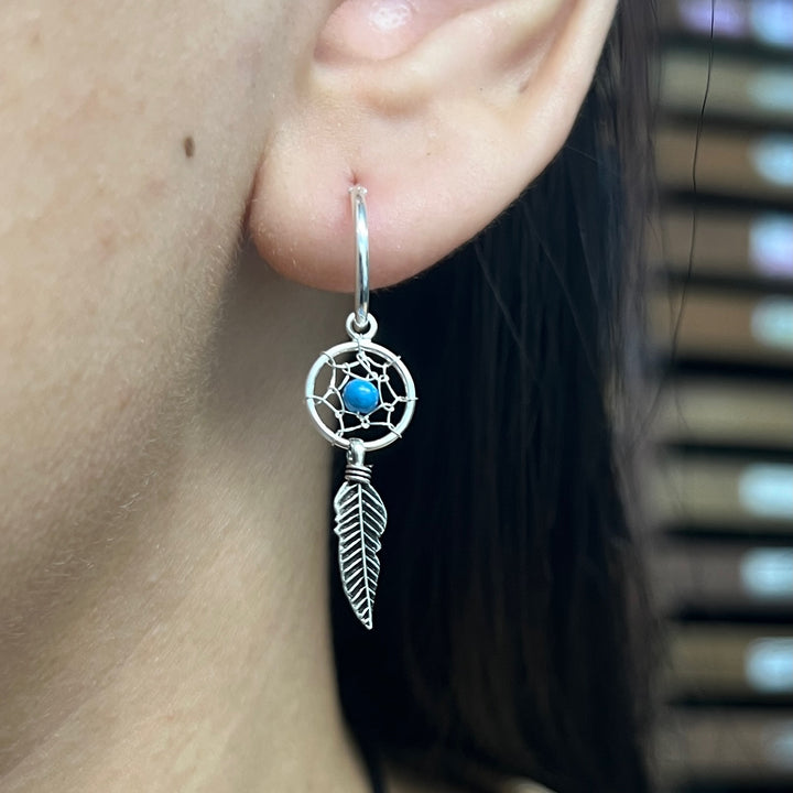 Compra online unas argollas colgantes de plata 925 con atrapasueños y turquesas ✔️ Envío en 48 horas ✔️ Alta Calidad ✔️ Costa Rica 🇨🇷 