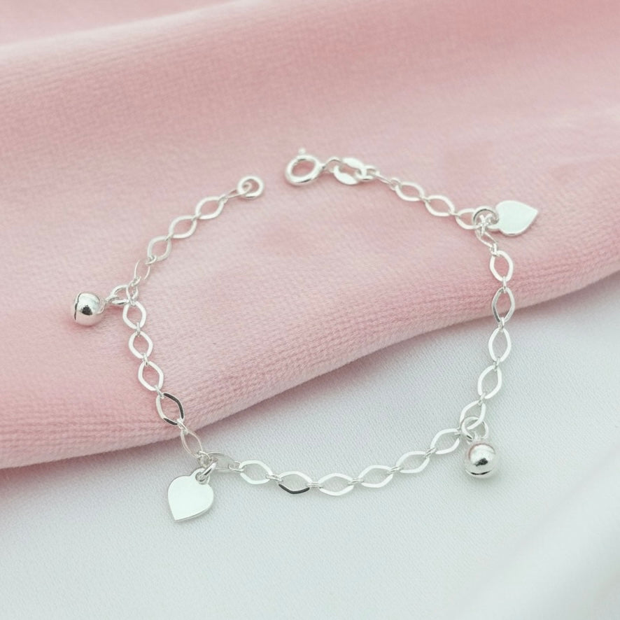 Pulsera Plata Cascabel Corazón