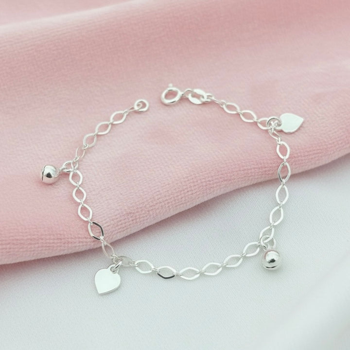 Pulsera Plata Cascabel Corazón
