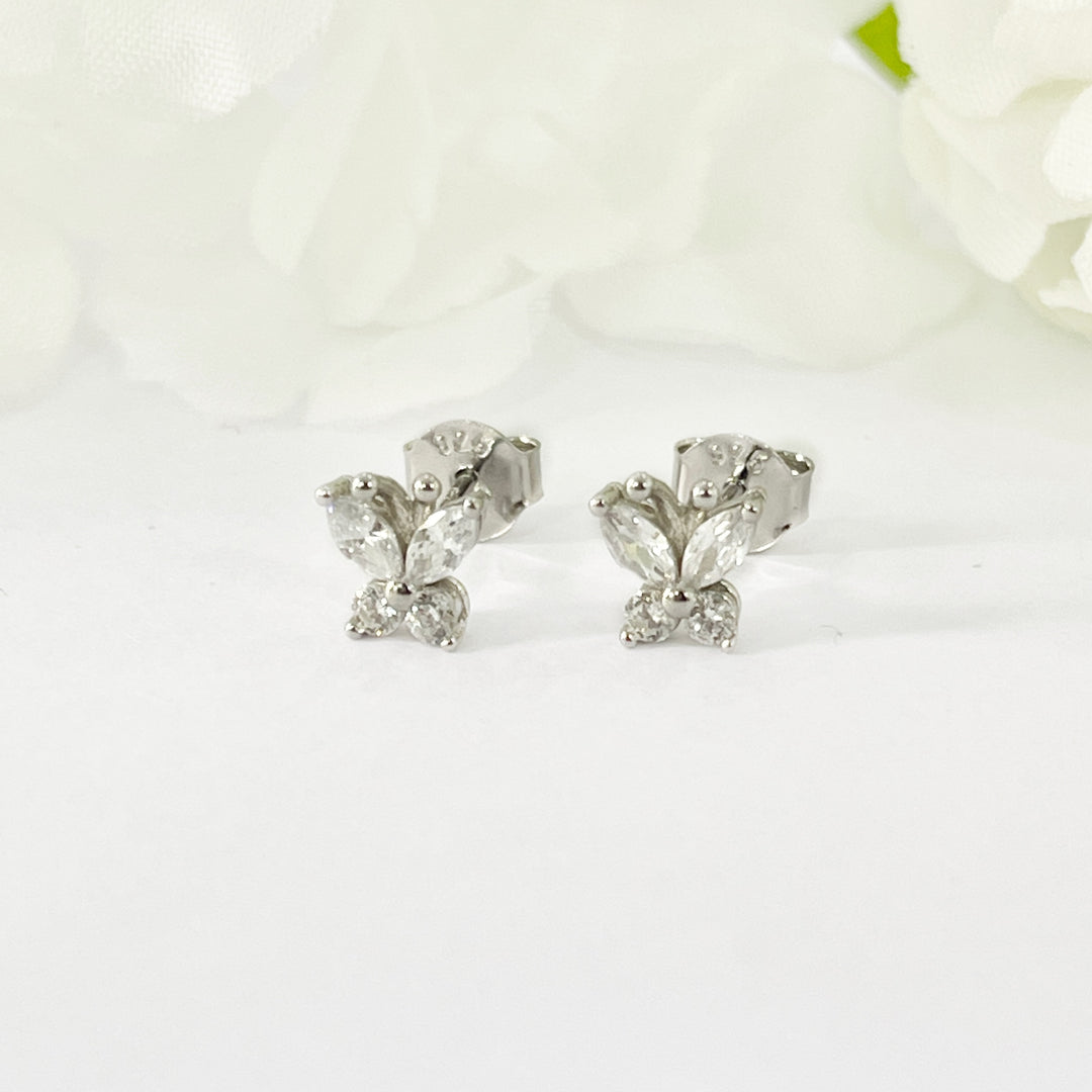Aretes de Plata Mariposa Blanca