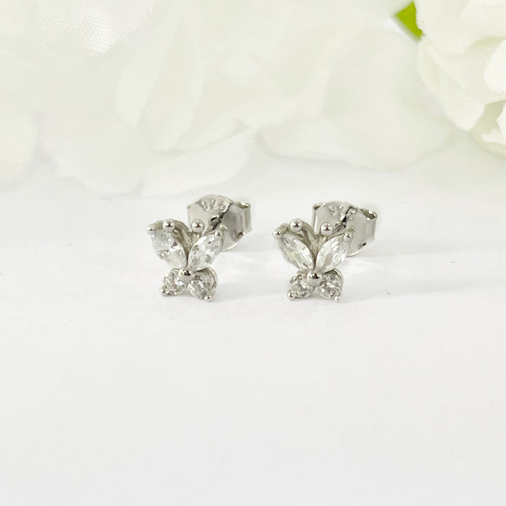 Aretes de Plata Mariposa Blanca