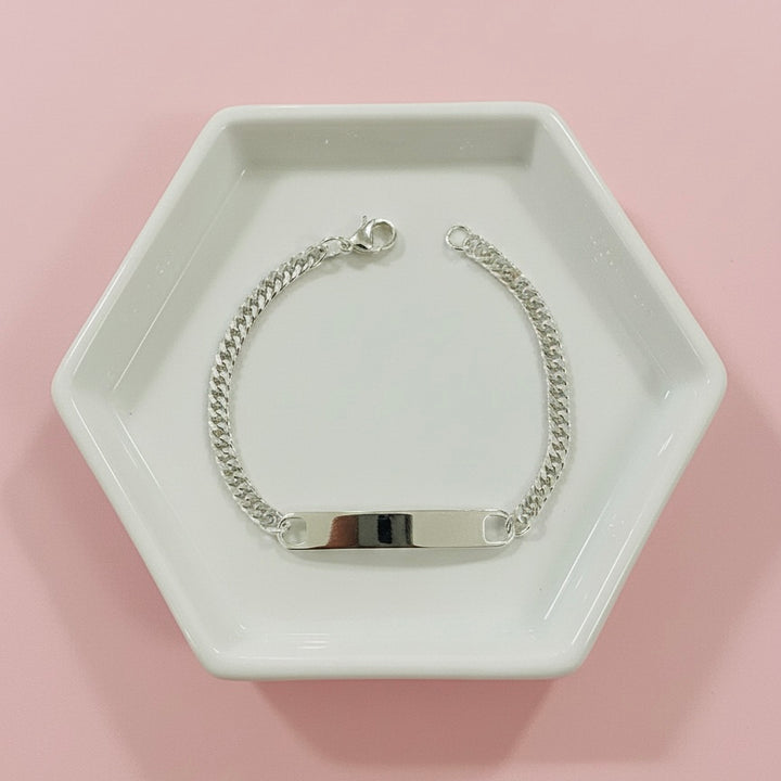 Pulsera Acero Cubana Blanca Niño y Niña