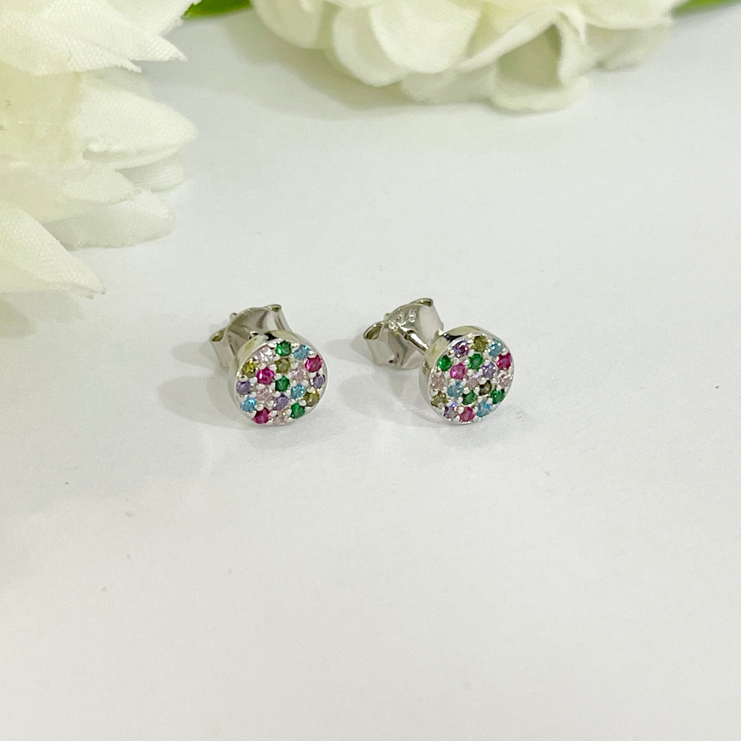 Aretes de Plata Redondo Colores