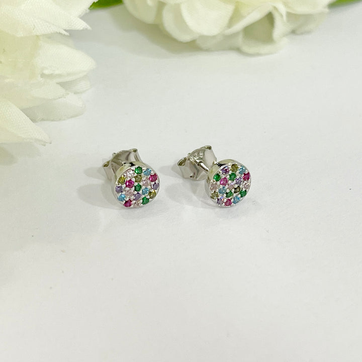 Aretes de Plata Redondo Colores