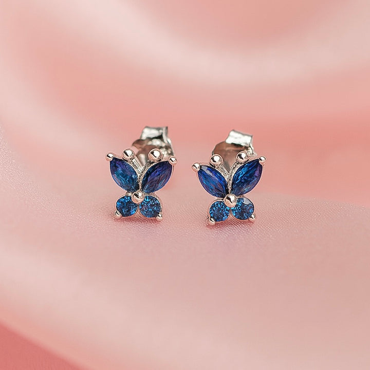 Aretes de Plata Mariposa Azul