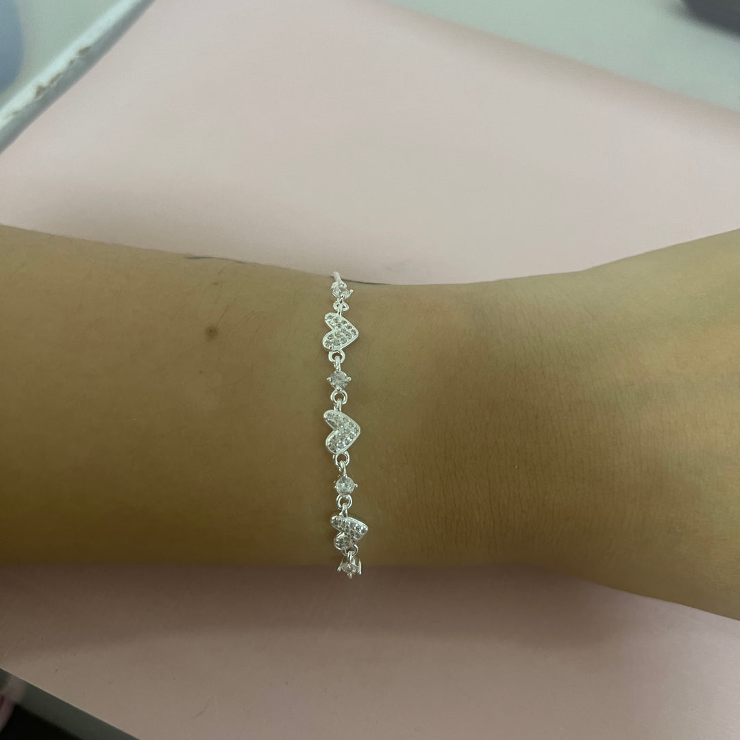 Pulsera Plata Corazones