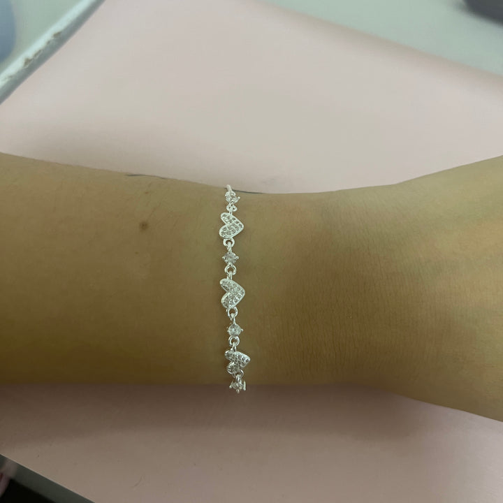 Pulsera Plata Corazones