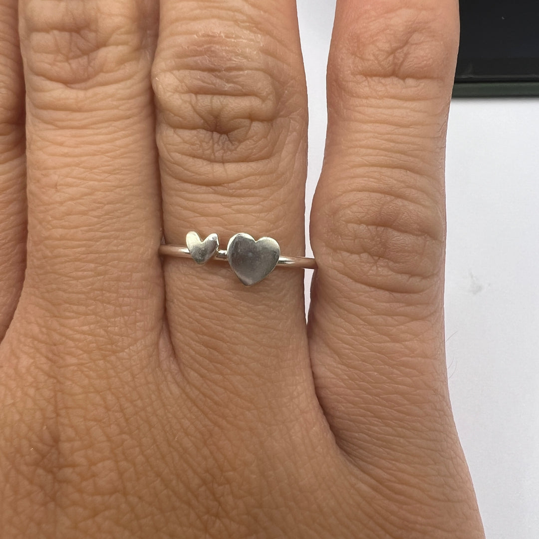 Anillo de Plata Dúo Corazón Liso