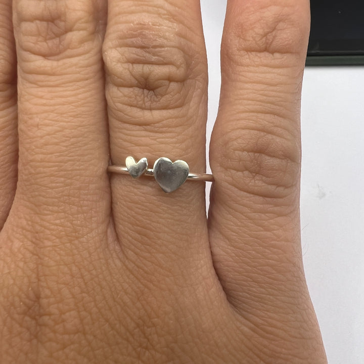 Anillo de Plata Dúo Corazón Liso