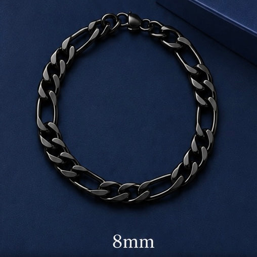 Pulsera Acero Figaro Negra 8MM