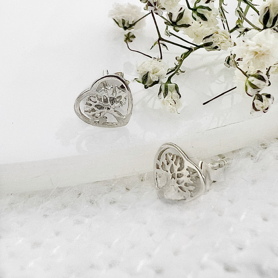 ▷ Aretes Corazón Árbol de la Vida | Plata 925 | Nicola Joyería 🇨🇷
