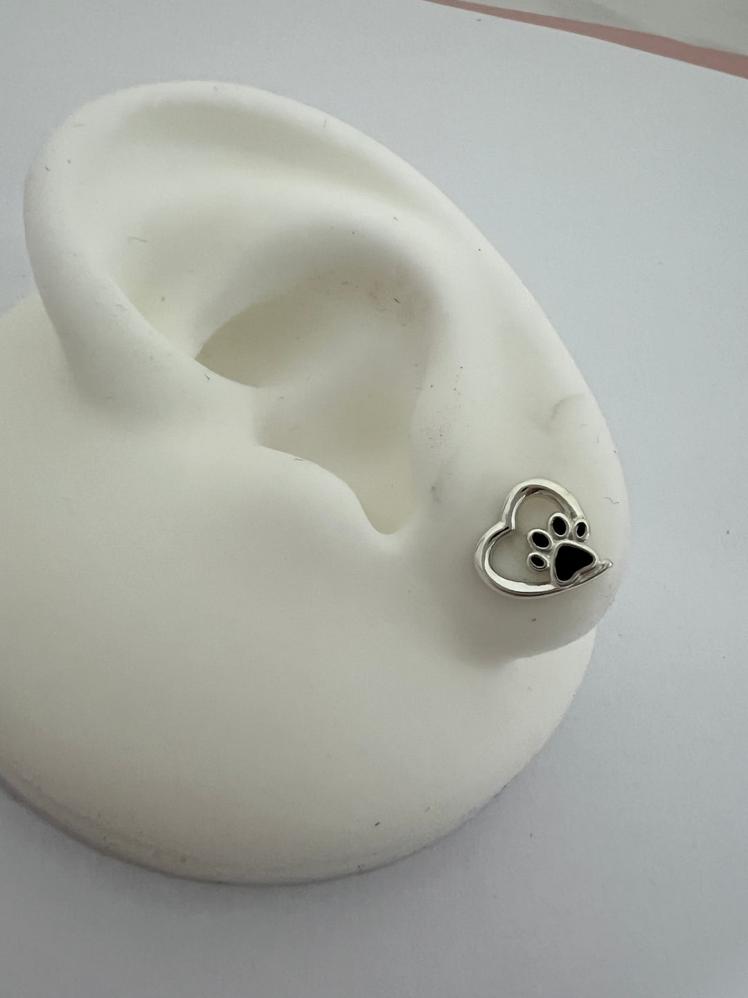 Aretes Plata Bebé Corazón Huellita