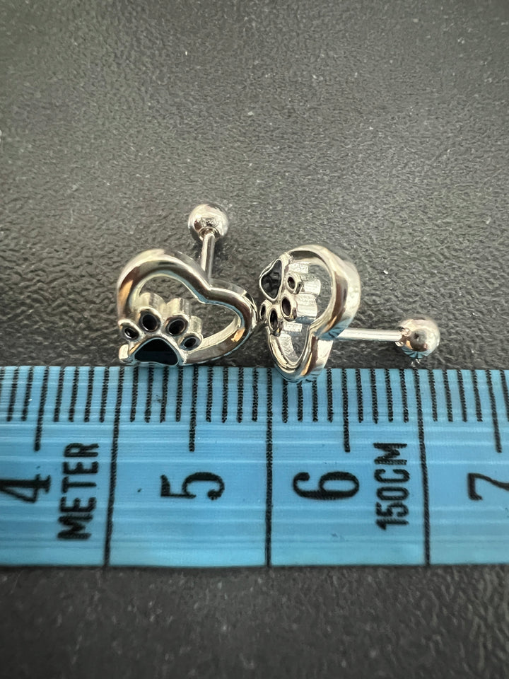 Aretes Plata Bebé Corazón Huellita