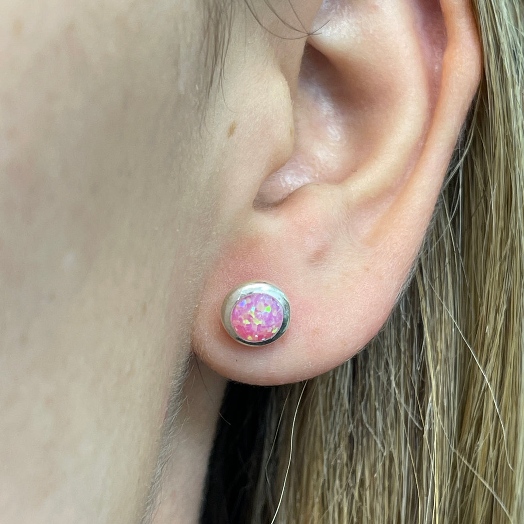 Aretes Ópalo Rosa 8 MM
