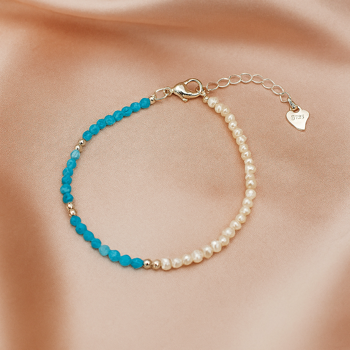 Pulsera de Plata Aqua Perlas