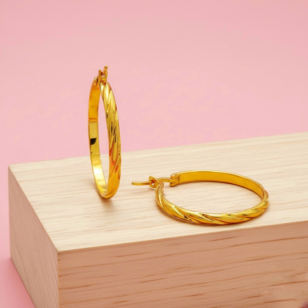 Argollas Olas 30MM Dorada Acero