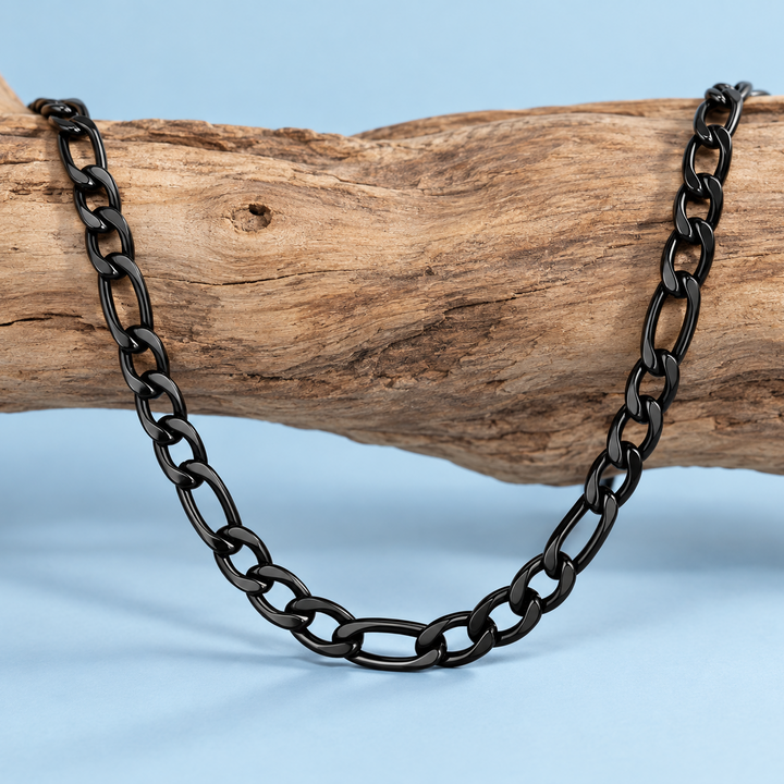 Cadena Acero 8MM Figaro Negra 60CM