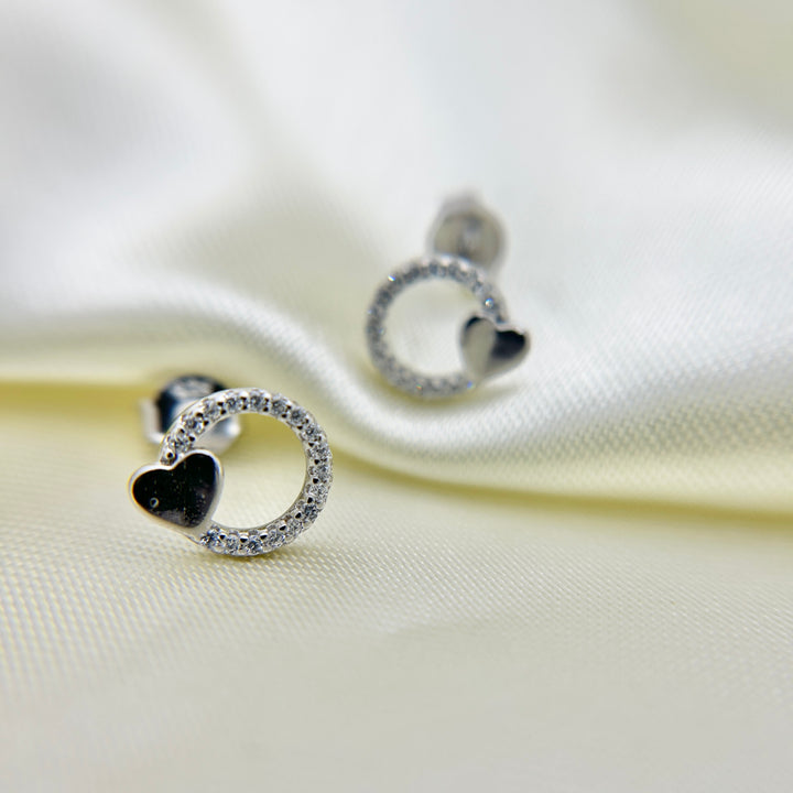 Aretes Plata Circulo Amor