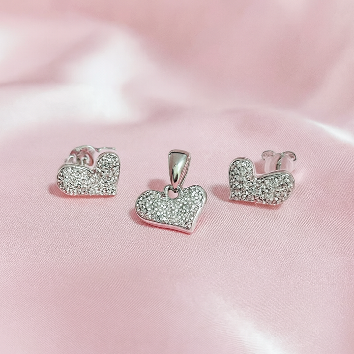 Juego Plata Corazón Largo ❤️