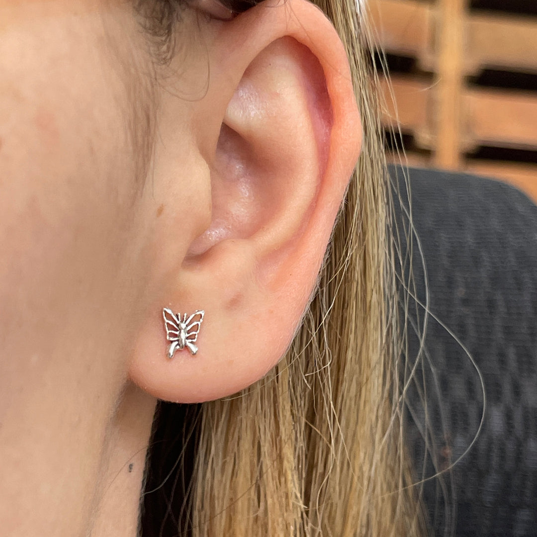 Aretes Mariposas Lisas Plata