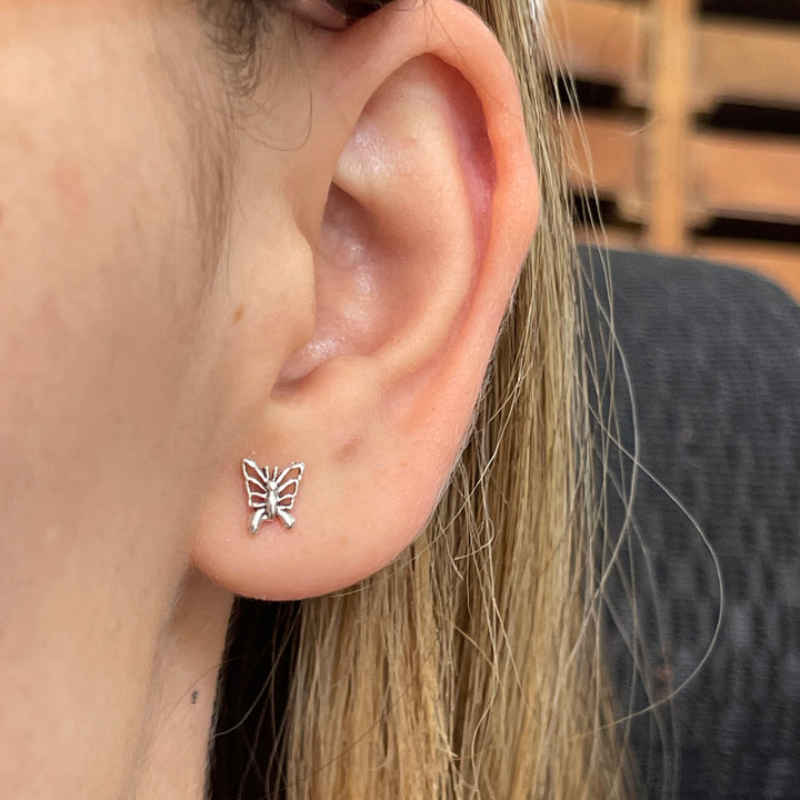 Aretes Mariposas Lisas Plata
