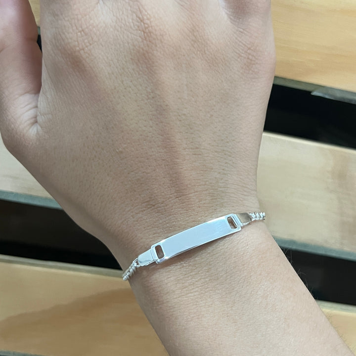 Pulsera Acero Blanca Fígaro Niño y Niña