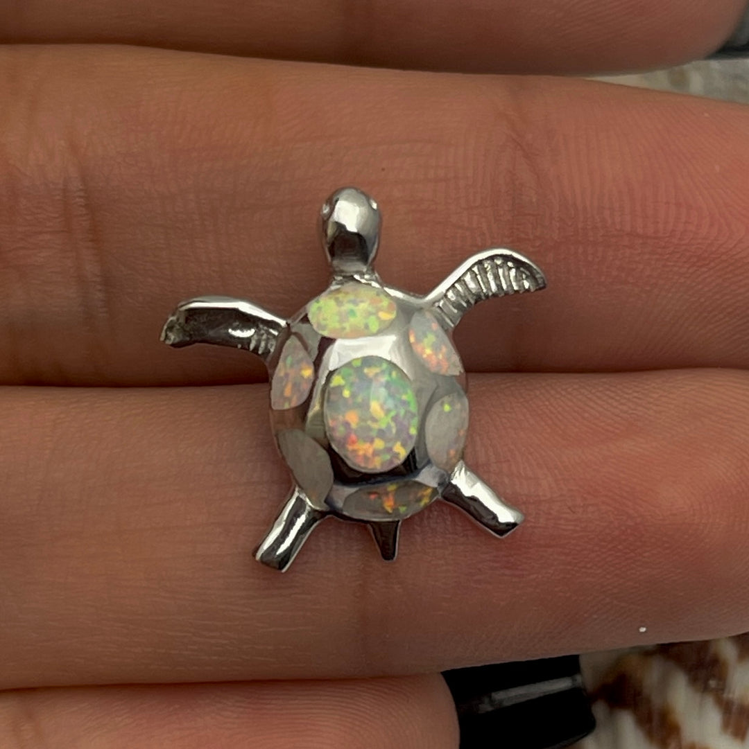 Dije de Plata Tortuga Ópalo Blanco