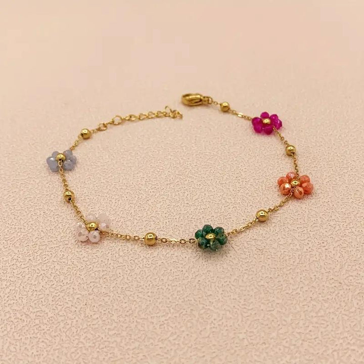 Pulsera Acero Flores Colores