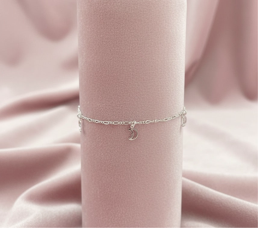 Tobillera Plata Lunas