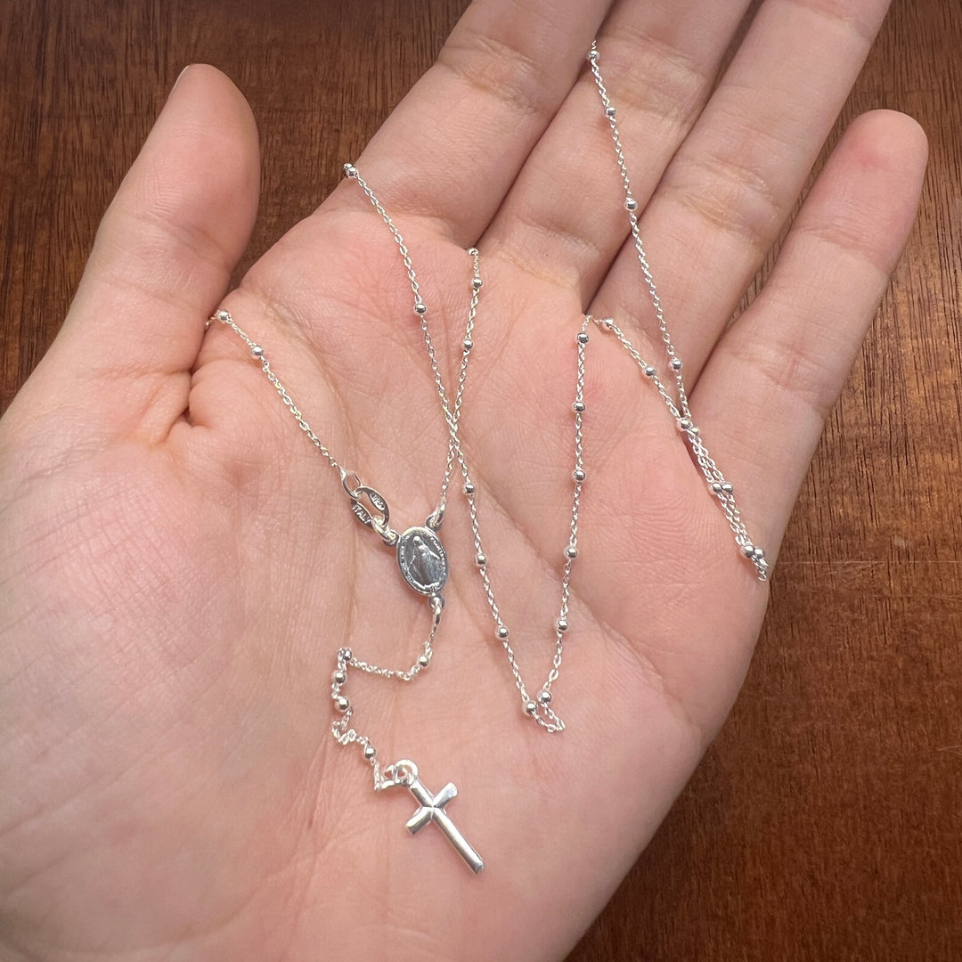 Rosario de Plata Virgen Milagrosa 1.8mm