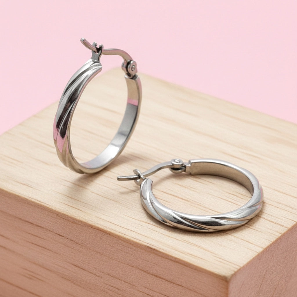 Argollas Océano 20MM Plateado Acero