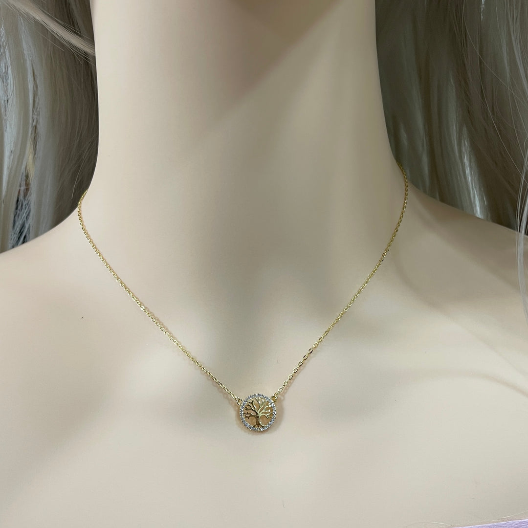 Collar de Acero Árbol Dorada