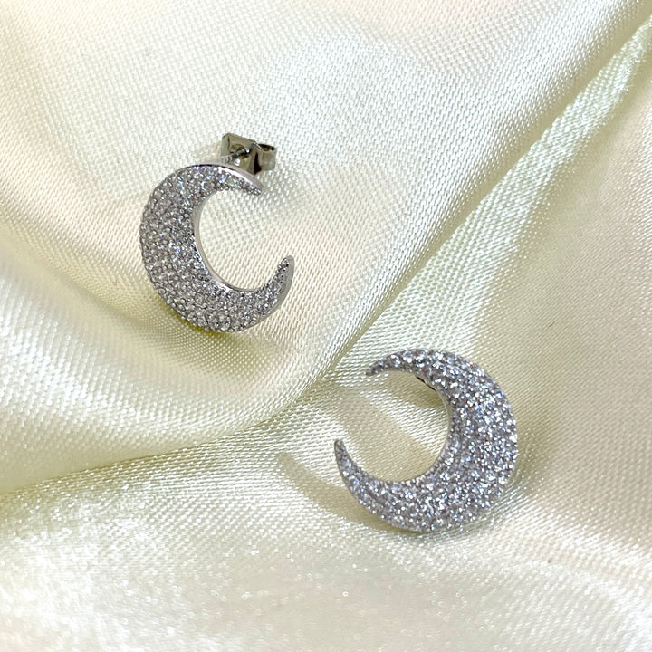 Aretes de acero Plateada Luna 🌙