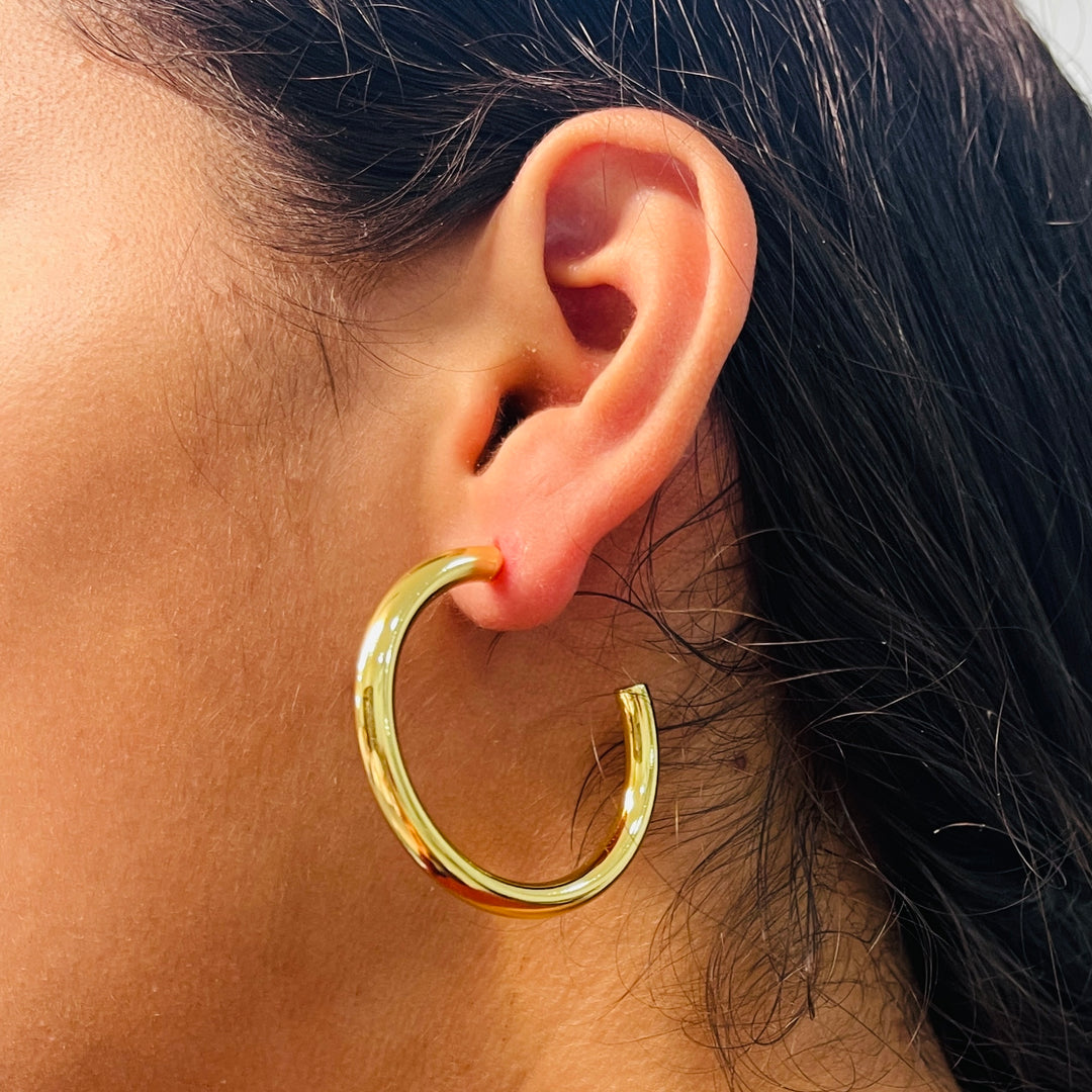 Aretes Acero Brillantes Dorado ✨ 40 MM