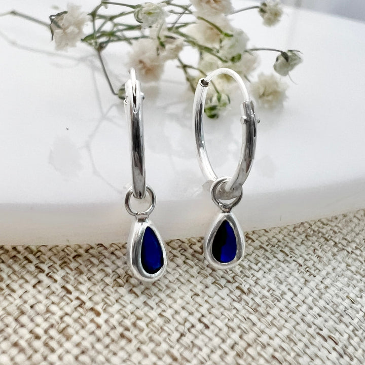 ▷ Argollas Colgantes Gotas 💧 Azules | Nicola Joyería 🇨🇷