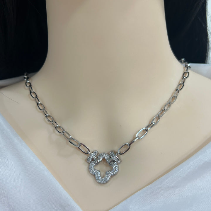 Collar y Pulsera Trébol 🍀 Plateado