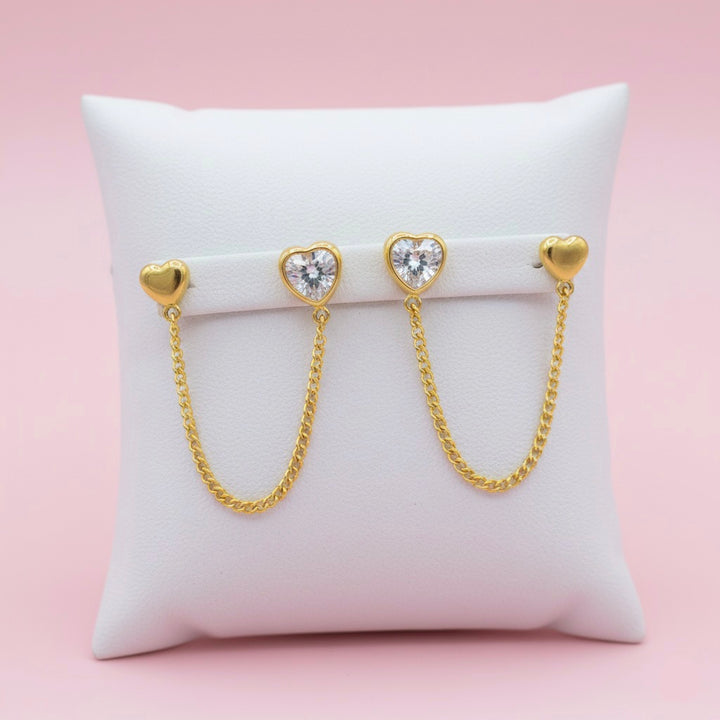 Aretes de Oro 10k Cadena Corazón