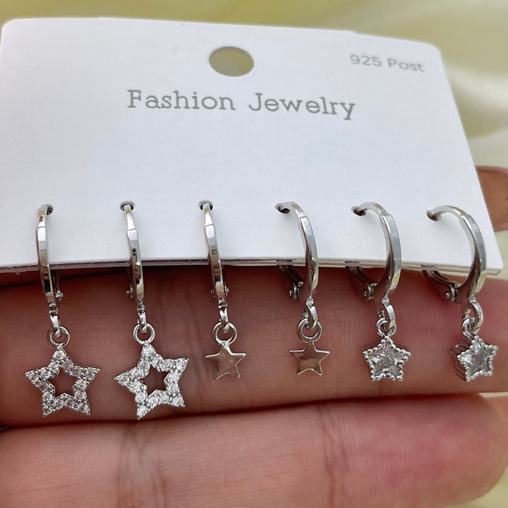 Trío de Aretes Estrellitas ⭐️Plateadas