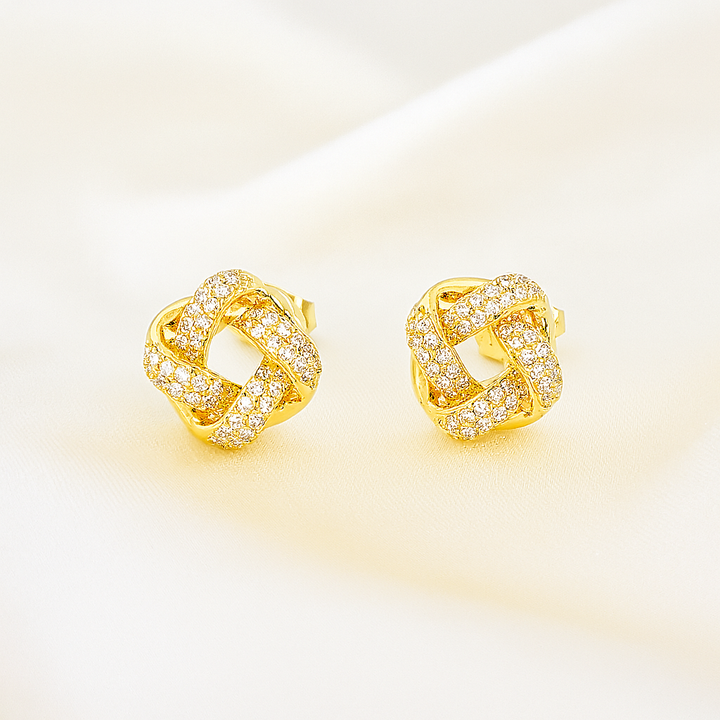 Aretes de Acero Dorado Nudo