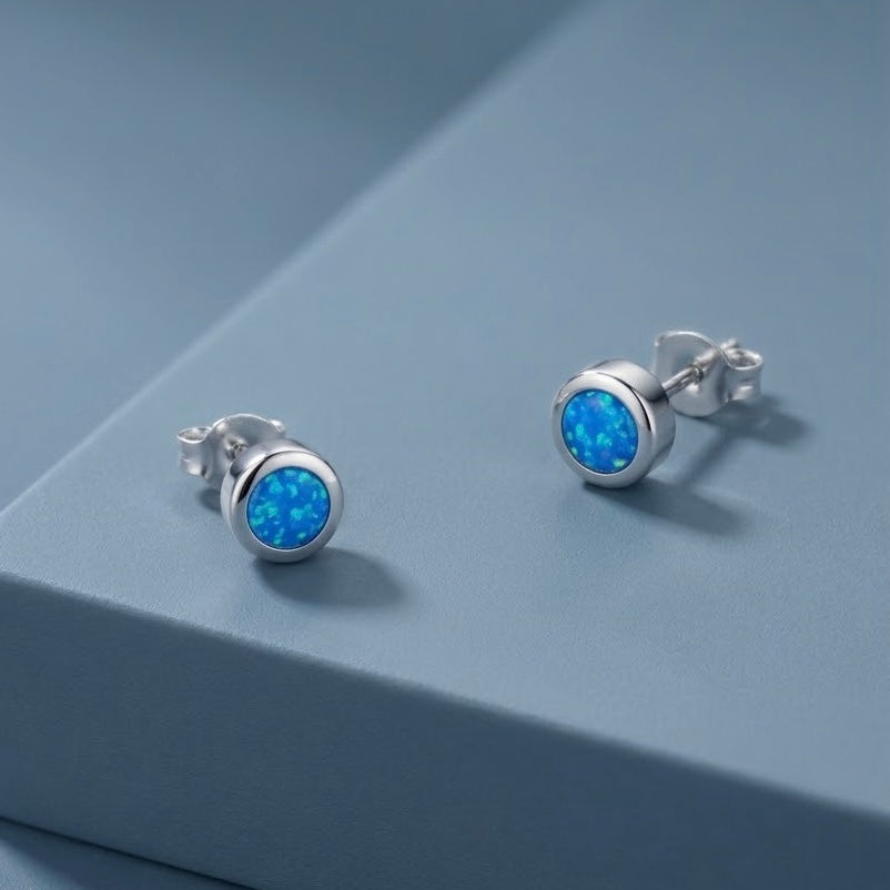 Aretes Plata Ópalo 6MM