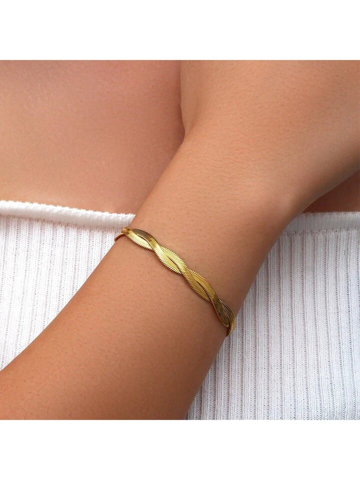 Pulsera Acero Doble Dorada