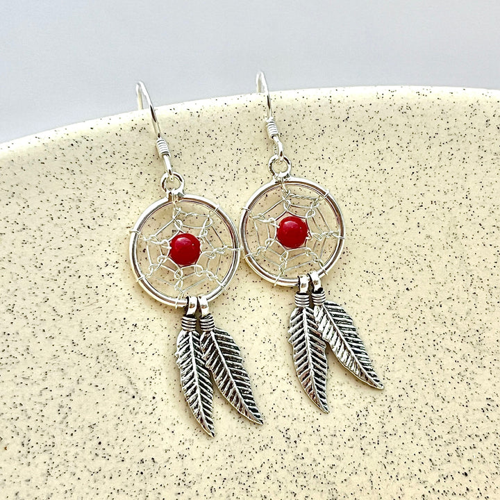 ▷ Aretes Atrapasueños Coral 🔴 Plata 925 | Nicola Joyería 🇨🇷
