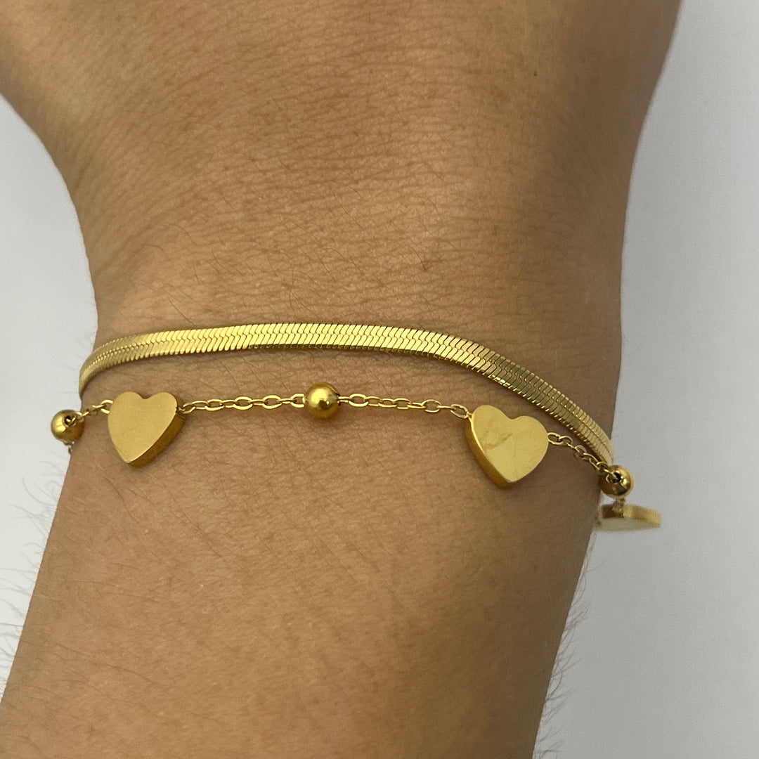 Pulsera Acero tres corazones