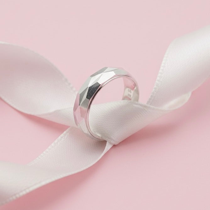 Anillo Plata Matrimonio Facetado 6MM