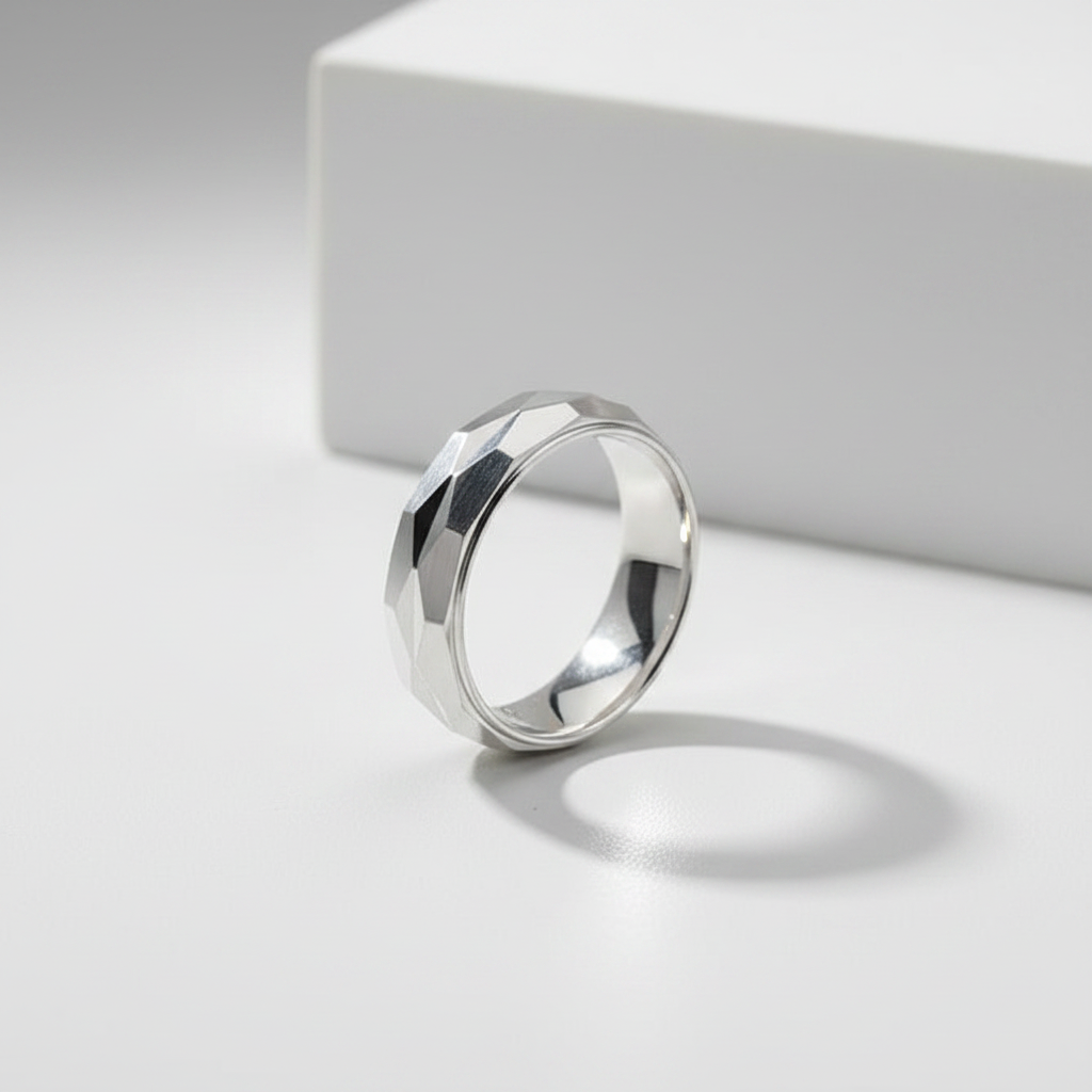 Anillo Plata Matrimonio Facetado 6MM