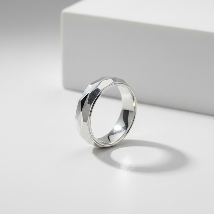 Anillo Plata Matrimonio Facetado 6MM