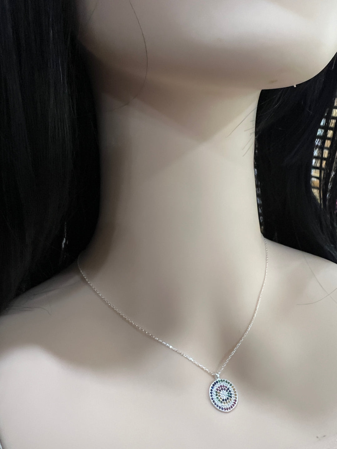 Collar Plata Círculo Arcoíris