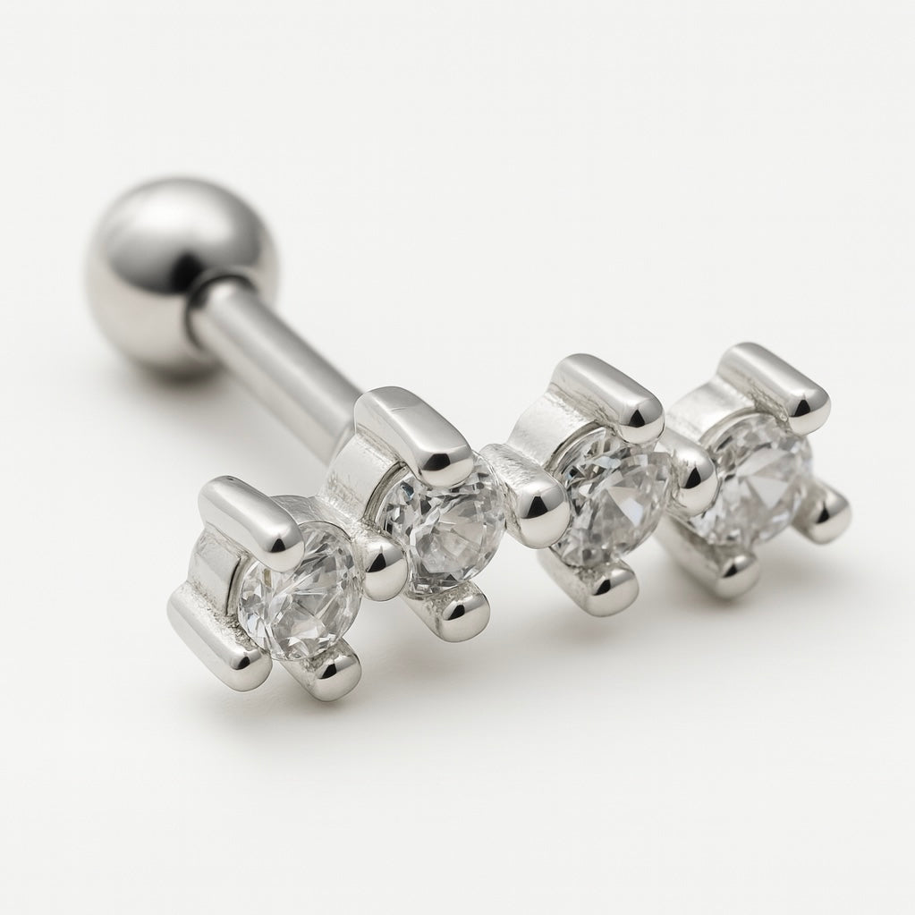 Arete Quirúrgico 💙 Curvo Plateado